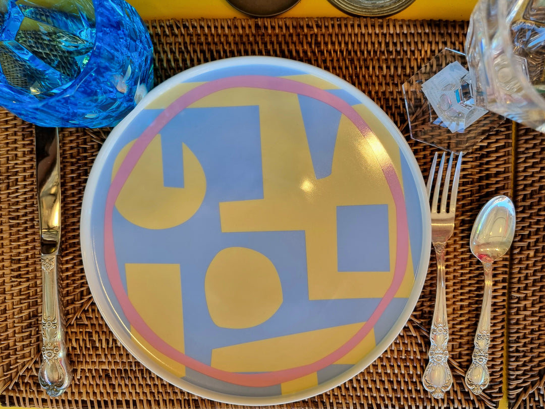 Blue & Yellow Abstract Cut Out Plate - In The Roundhouse