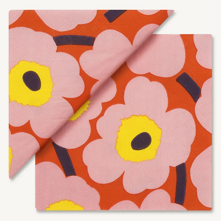 Marimekko Unikko Rose Orange Paper Napkins Pack of 20