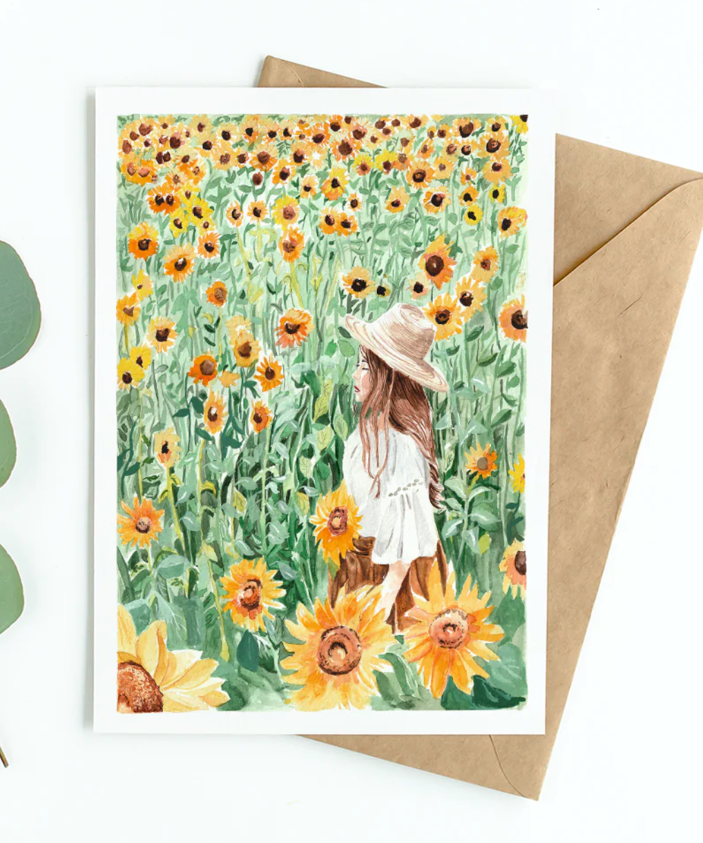 Sunflower Field card by Well Drawn