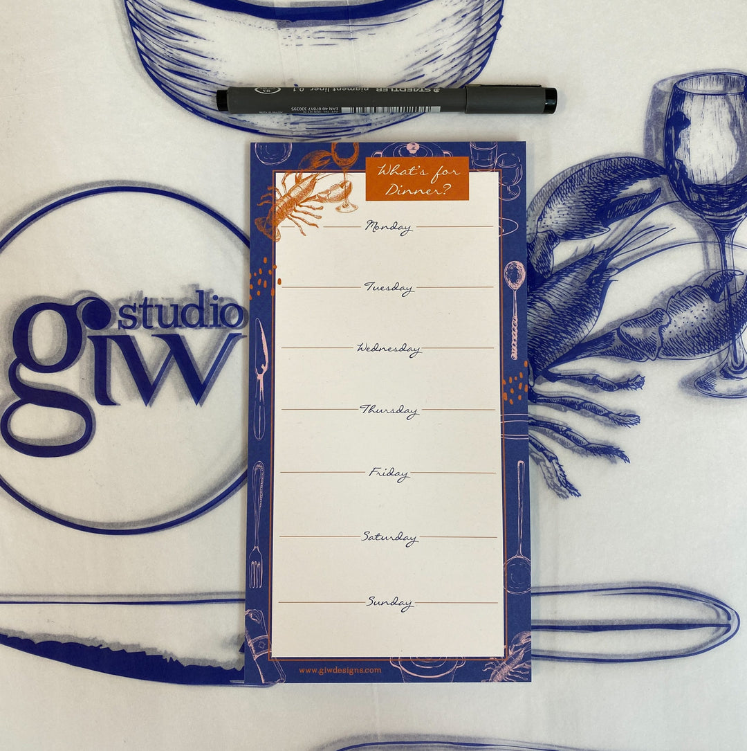 GIW Designs - Lenny What's for Dinner? Weekly Planner Notepad