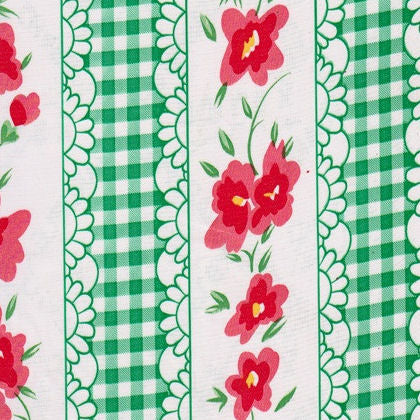 Ben Elke Mexican Oil Cloth Tablecloth Square Flowers – Gingham Green