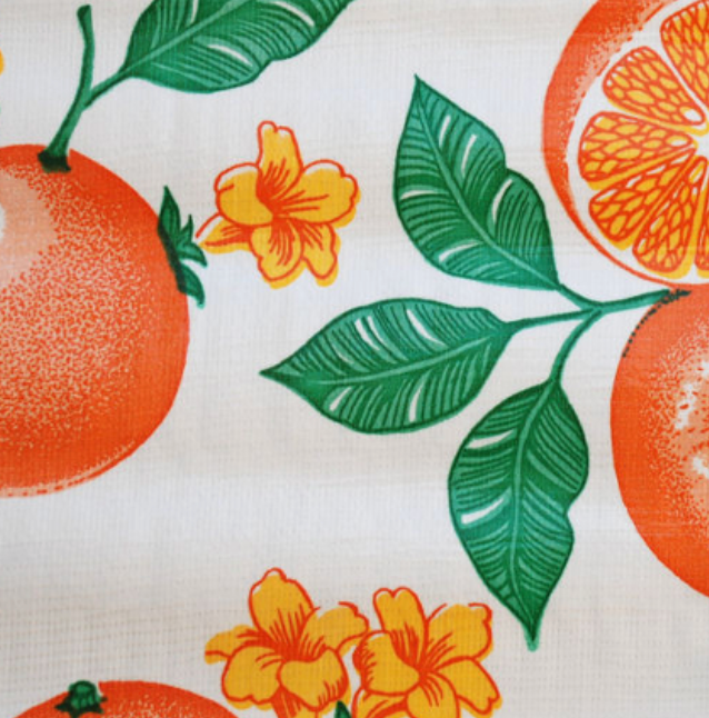 Ben Elke Mexican Oil Cloth Tablecloth Large - Oranges White