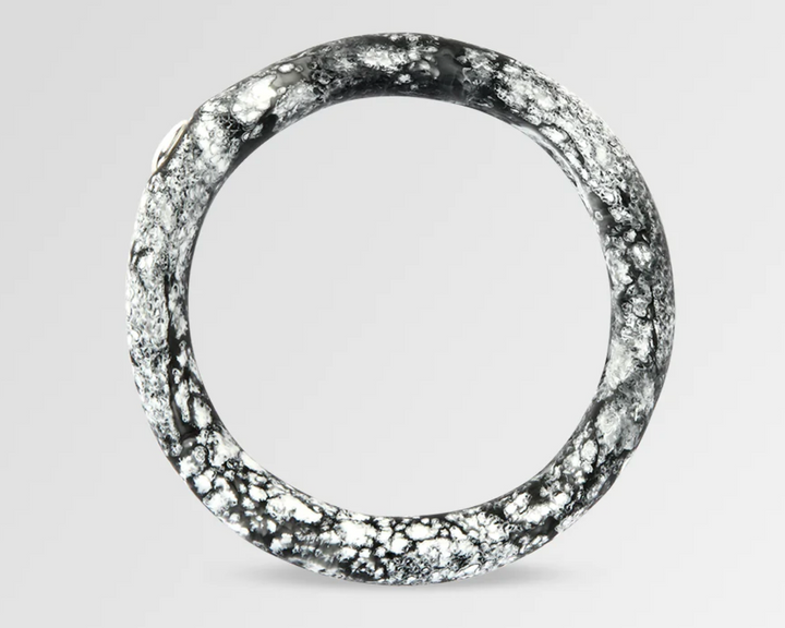 Dinosaur Designs Wishbone Round Bangle - Silver Black Marble  - Regular