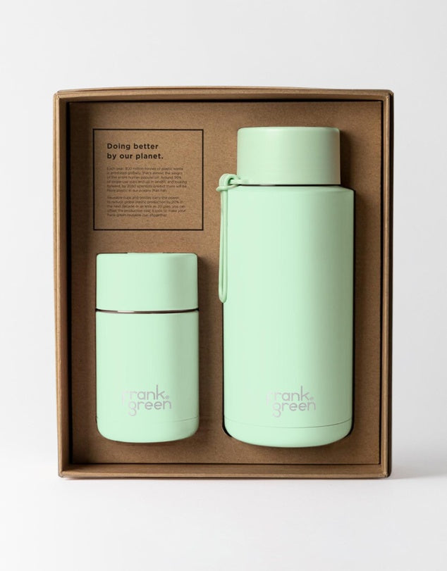 frank green - My Eco Gift Set 295ml/10oz Cup & 1L/34oz Straw Bottle - Mint Gelato